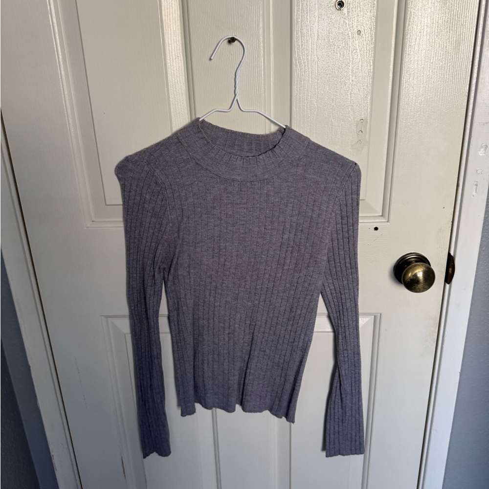 Old Navy Women's Gray Ribbed Long Sleeve Sweater
